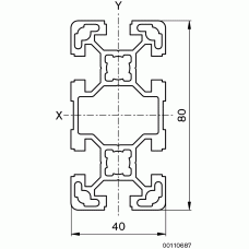 40x80L Aluminium Profile